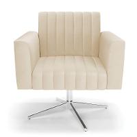 Poltrona Giratória Viena Gomada Corino Bege Base Cromada - D'rossi - 6