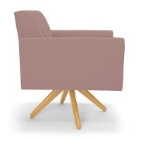 Poltrona Giratória Viena Gomada Veludo Base De Madeira Ma30 - D'rossi Cor Rose - 5