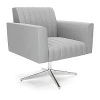 Poltrona Giratória Viena Gomada Suede Base Cromada - D'rossi Cor Cinza - 1