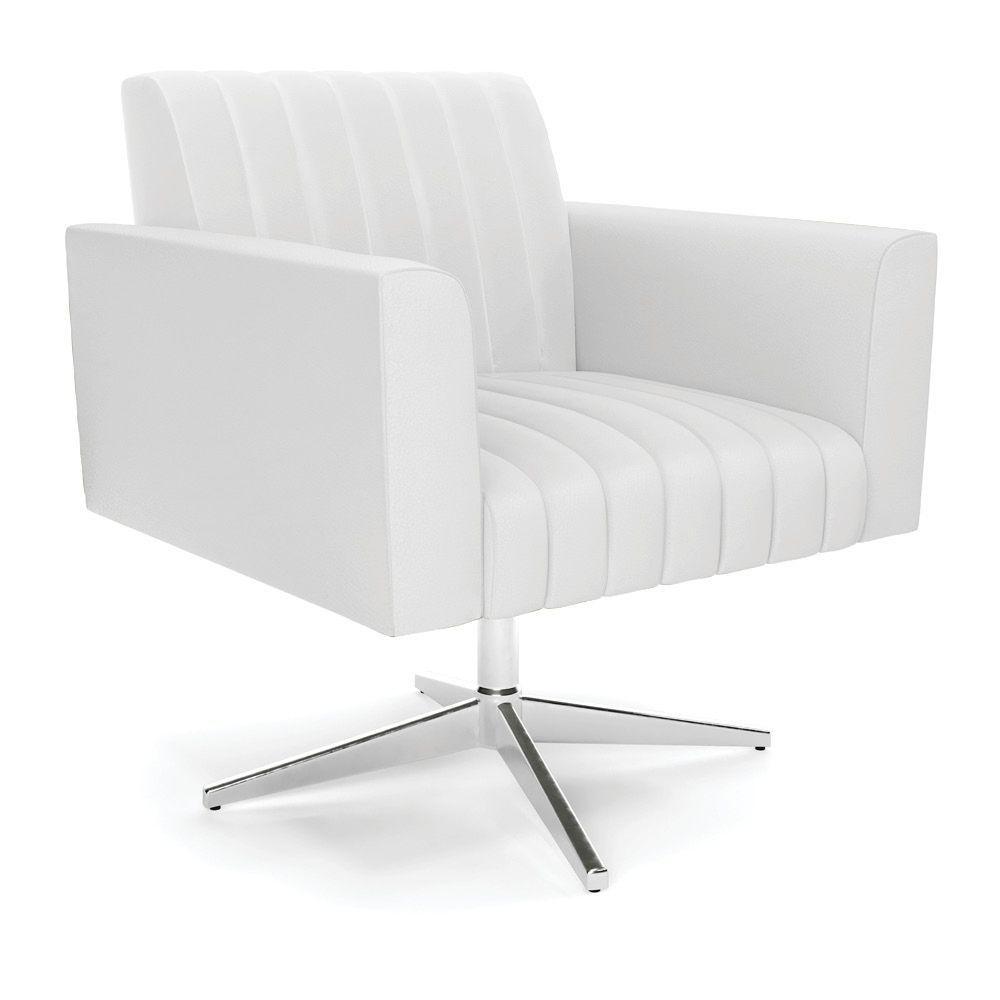 Poltrona Giratória Viena Gomada Corino Branco Base Cromada - D'rossi - 1