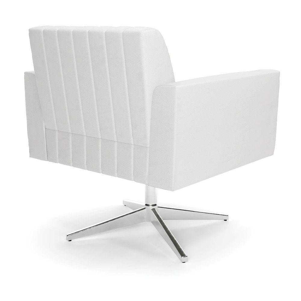 Poltrona Giratória Viena Gomada Corino Branco Base Cromada - D'rossi - 4