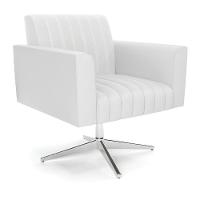 Poltrona Giratória Viena Gomada Corino Branco Base Cromada - D'rossi - 1