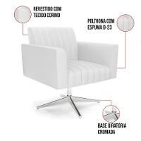 Poltrona Giratória Viena Gomada Corino Branco Base Cromada - D'rossi - 3