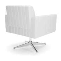 Poltrona Giratória Viena Gomada Corino Branco Base Cromada - D'rossi