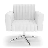 Poltrona Giratória Viena Gomada Corino Branco Base Cromada - D'rossi - 6