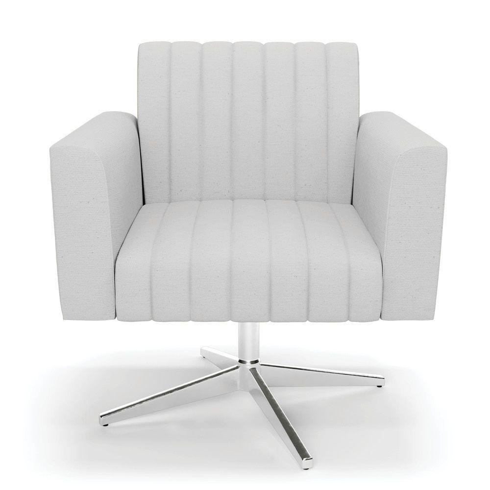 Poltrona Giratória Viena Gomada Linho Cinza A05 Base Cromada - D'rossi - 6