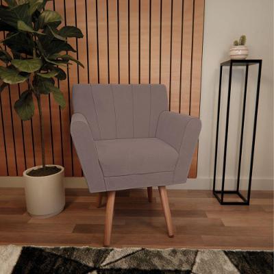 Poltrona Laura Pés Palito Linho Rosê