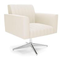 Poltrona Giratória Viena Gomada Veludo Base Cromada - D'rossi Cor Bege - 1