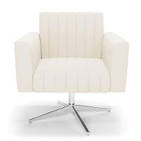 Poltrona Giratória Viena Gomada Veludo Base Cromada - D'rossi Cor Bege - 6