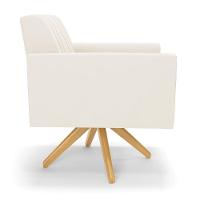 Poltrona Giratória Viena Gomada Veludo Bege Base De Madeira Ma30 - D'rossi - 7