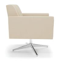 Poltrona Giratória Viena Gomada Suede Bege Base Cromada - D'rossi - 5