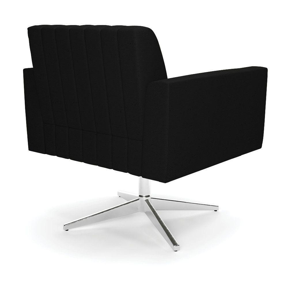 Poltrona Giratória Viena Gomada Linho Base Cromada - D'rossi Cor A79 Preto - 4