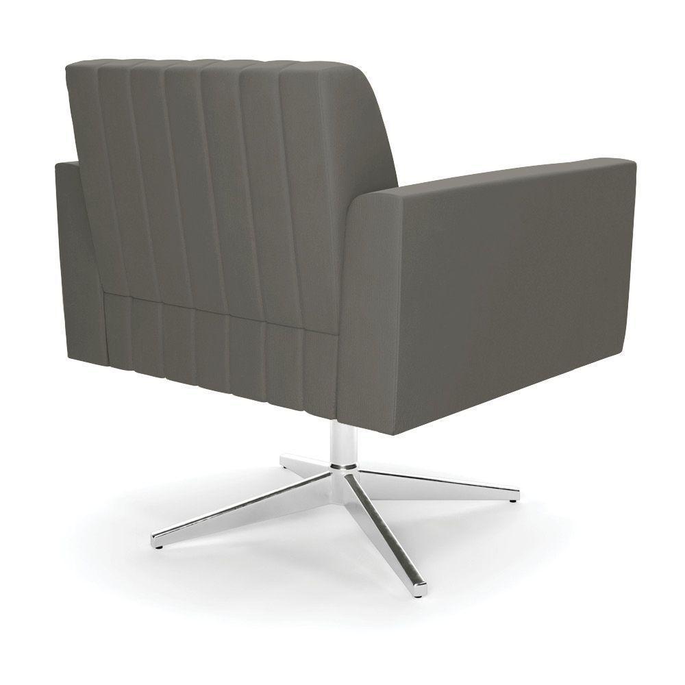 Poltrona Giratória Viena Gomada Suede Grafite Base Cromada - D'rossi - 4