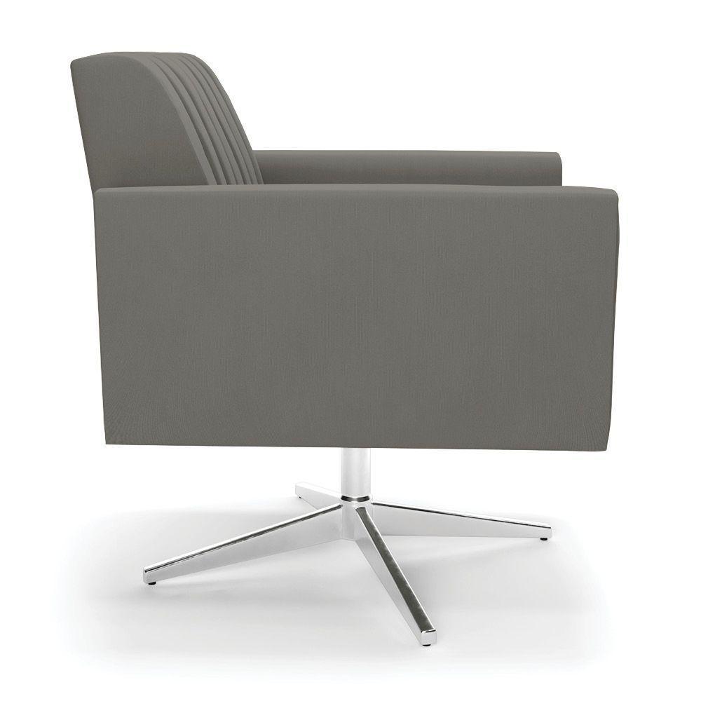 Poltrona Giratória Viena Gomada Suede Grafite Base Cromada - D'rossi - 5