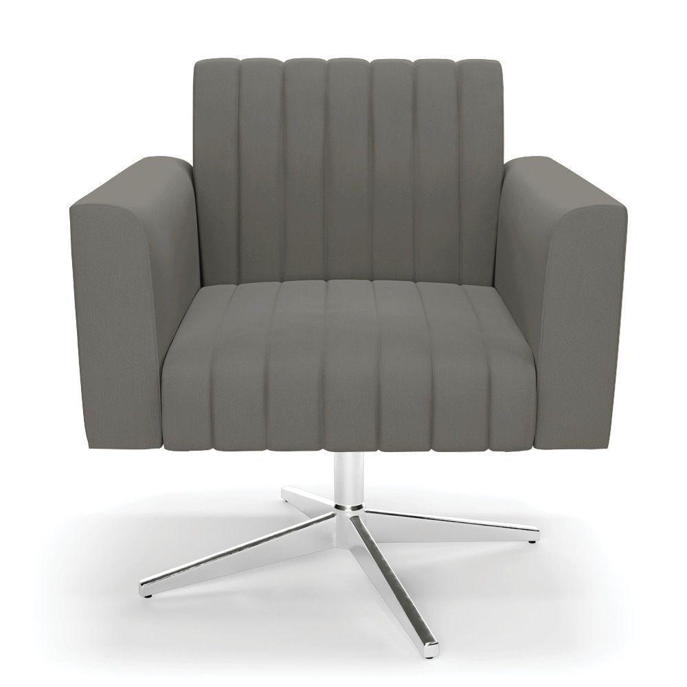 Poltrona Giratória Viena Gomada Suede Grafite Base Cromada - D'rossi - 6