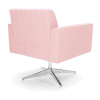 Poltrona Giratória Viena Gomada Suede Base Cromada - D'rossi Cor Rosa Bebê - 5