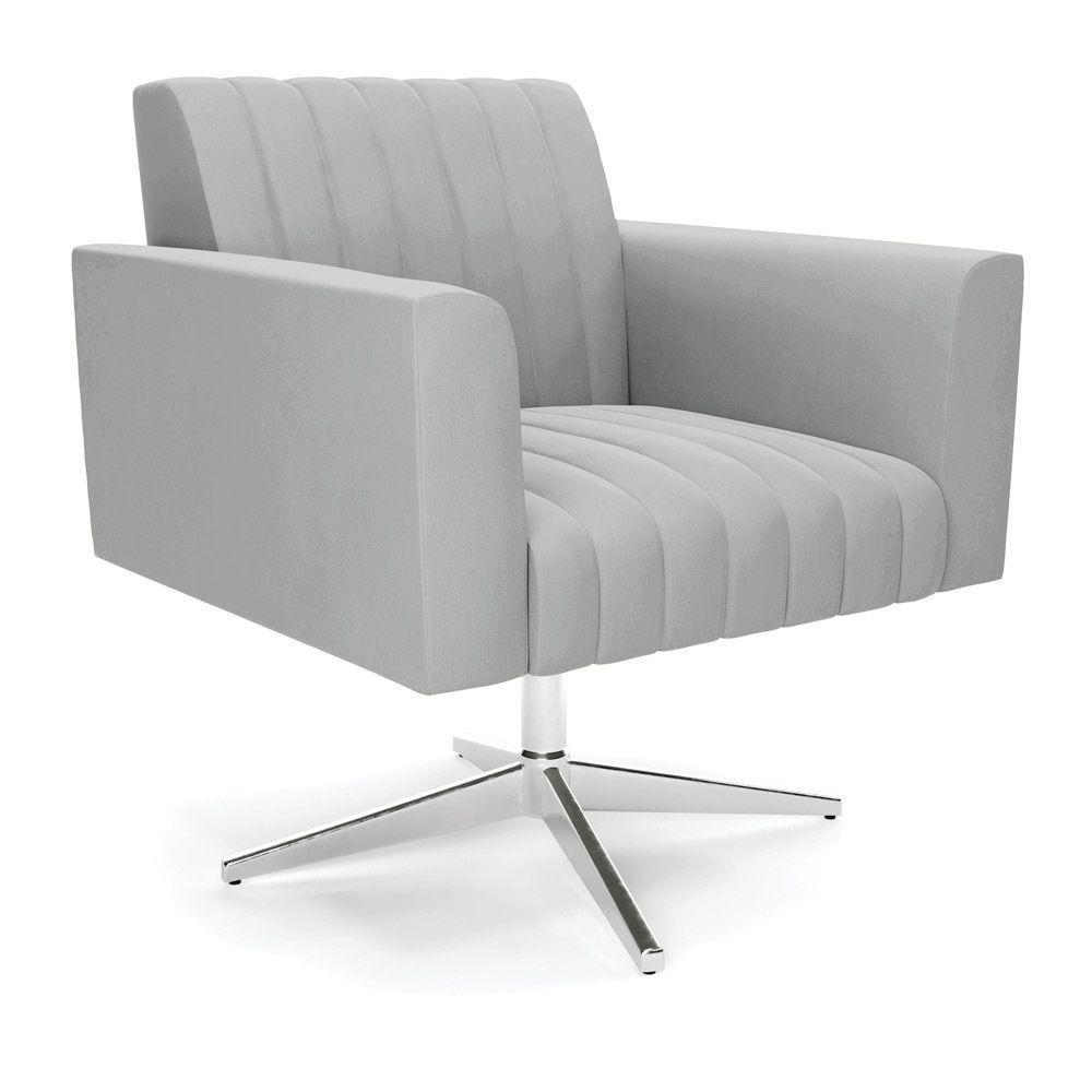 Poltrona Giratória Viena Gomada Suede Cinza Base Cromada - D'rossi - 1