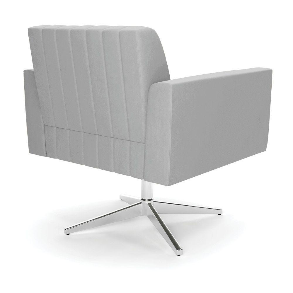 Poltrona Giratória Viena Gomada Suede Cinza Base Cromada - D'rossi - 4