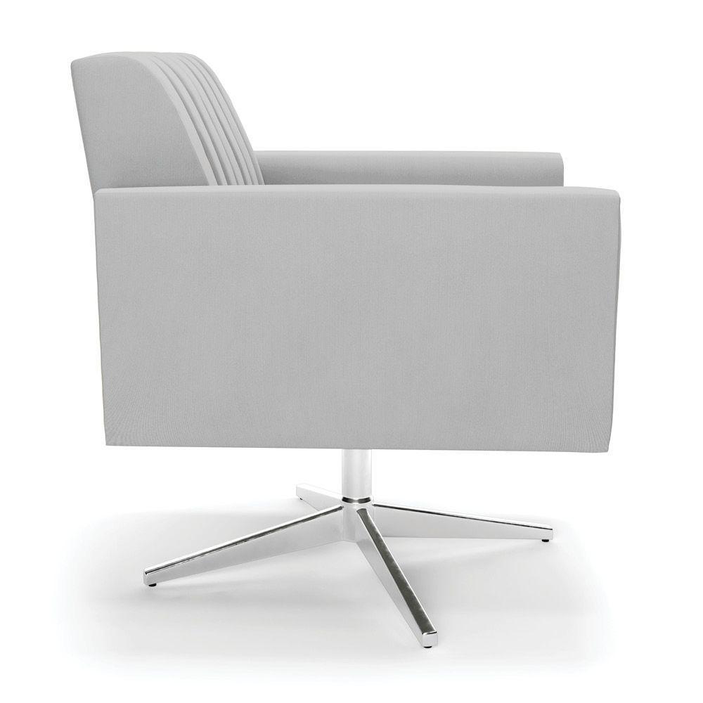 Poltrona Giratória Viena Gomada Suede Cinza Base Cromada - D'rossi - 5