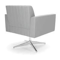 Poltrona Giratória Viena Gomada Suede Cinza Base Cromada - D'rossi - 6