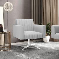 Poltrona Giratória Viena Gomada Suede Cinza Base Cromada - D'rossi - 9