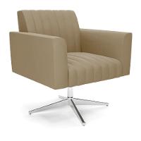 Poltrona Giratória Viena Gomada Suede Marrom Rato Base Cromada - D'rossi - 1