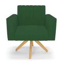 Poltrona Giratória Viena Gomada Veludo Verde Base De Madeira Ma30 - D'rossi - 6