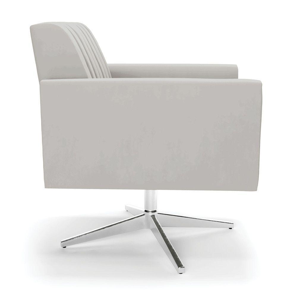 Poltrona Giratória Viena Gomada Veludo Cinza Base Cromada - D'rossi - 5