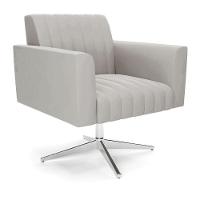 Poltrona Giratória Viena Gomada Veludo Cinza Base Cromada - D'rossi - 1