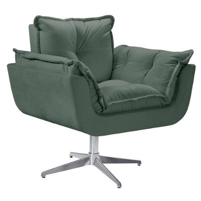 Poltrona Giratória Opala Alumínio Suede Verde Unidecor