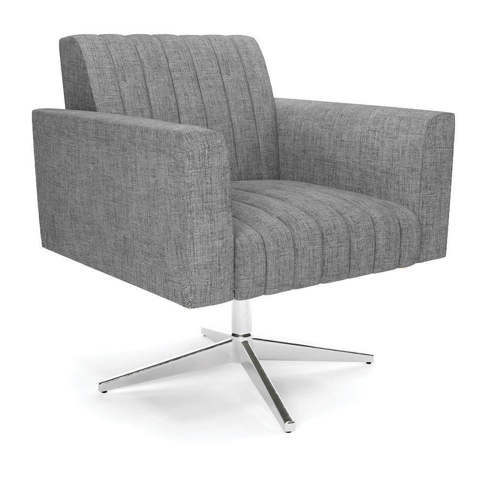 Poltrona Giratória Viena Gomada Linho Grafite A26 Base Cromada - D'rossi - 1