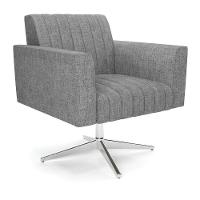 Poltrona Giratória Viena Gomada Linho Grafite A26 Base Cromada - D'rossi - 1