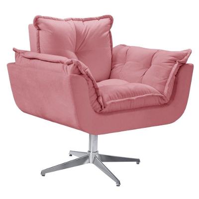 Poltrona Giratória Opala Alumínio Suede Rosa Unidecor