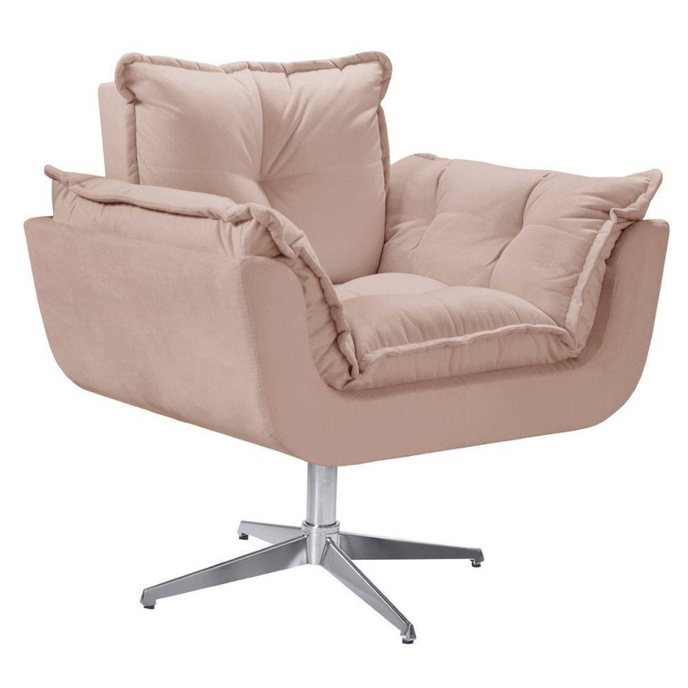 Poltrona Opala Giratória Alumínio Suede Cappuccino. - 1