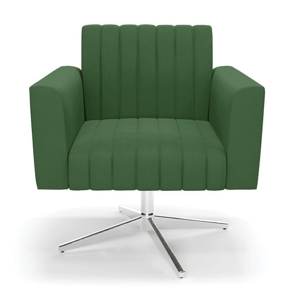 Poltrona Giratória Viena Gomada Suede Verde Base Cromada - D'rossi - 6