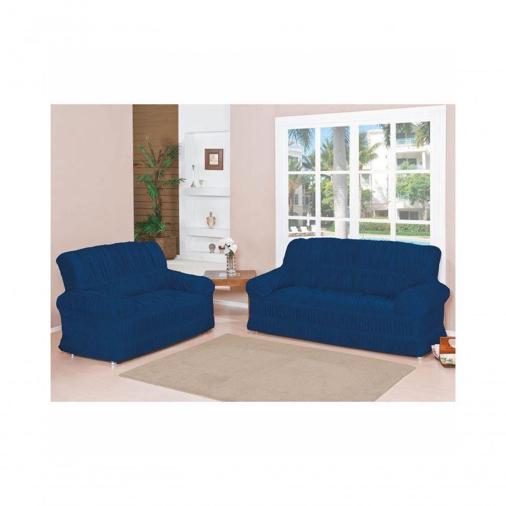 Capa de Sofá Elásticada Malha Gel 02 e 03 Lugares Marinho - 1