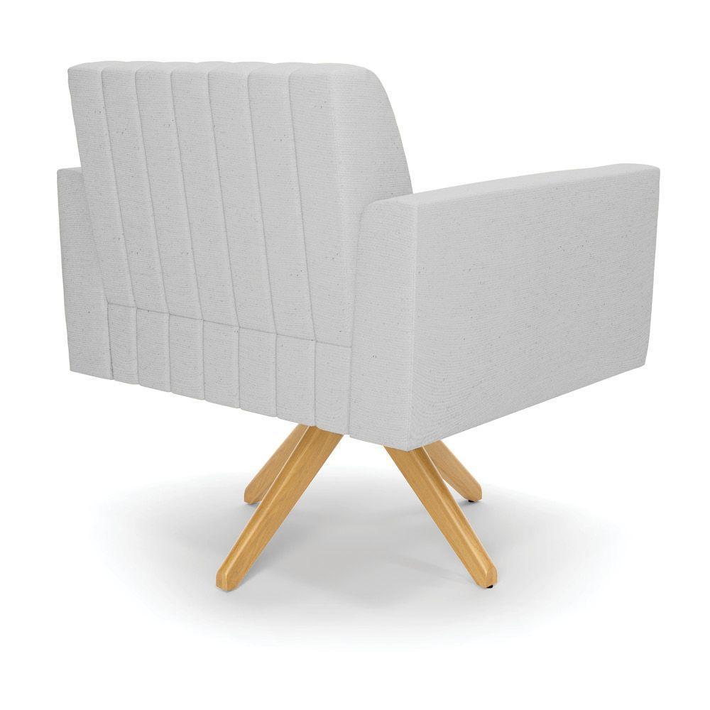 Poltrona Giratória Viena Gomada Linho Cinza A05 Base De Madeira Ma30 - D'rossi - 4