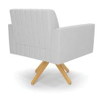 Poltrona Giratória Viena Gomada Linho Cinza A05 Base De Madeira Ma30 - D'rossi