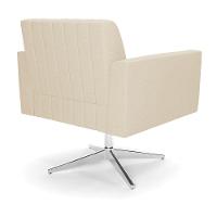 Poltrona Giratória Viena Gomada Linho Bege A19 Base Cromada - D'rossi