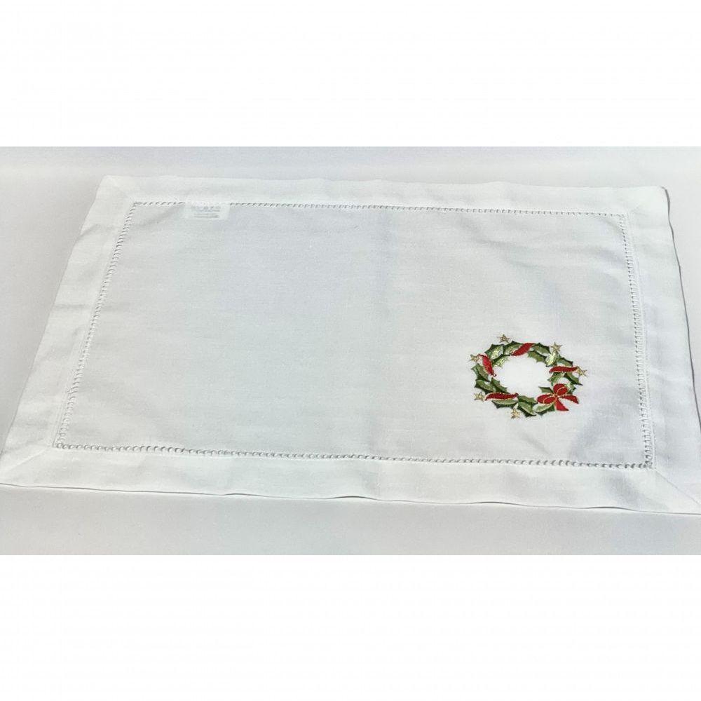 Americano De Linho Natal Branco Bordado Com Guirlandinha 36x50 Cm - 2