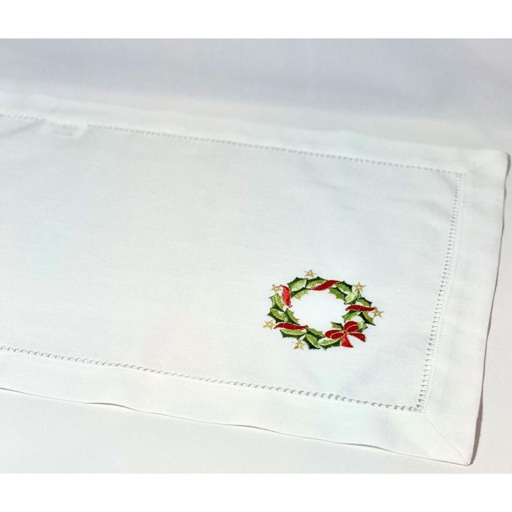 Americano De Linho Natal Branco Bordado Com Guirlandinha 36x50 Cm - 4