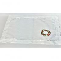 Americano De Linho Natal Branco Bordado Com Guirlandinha 36x50 Cm - 2