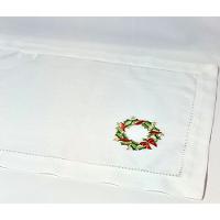 Americano De Linho Natal Branco Bordado Com Guirlandinha 36x50 Cm - 4
