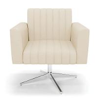 Poltrona Giratória Viena Gomada Linho Base Cromada - D'rossi Cor A19 Bege - 8