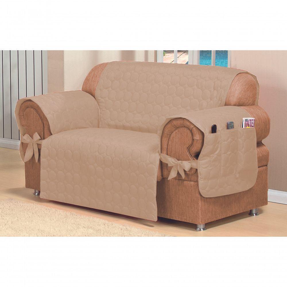 Capa Protetora De Sofa Microfibra 02 E 03 Lugares Avelã - 2