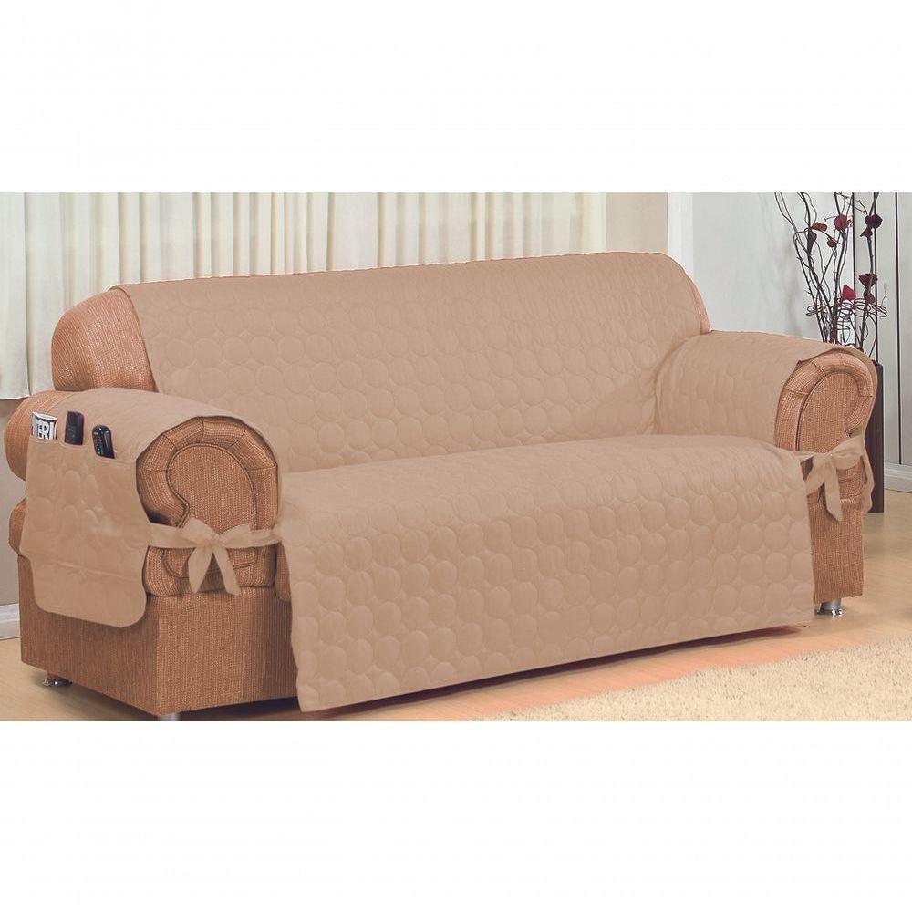 Capa Protetora De Sofa Microfibra 02 E 03 Lugares Avelã - 3