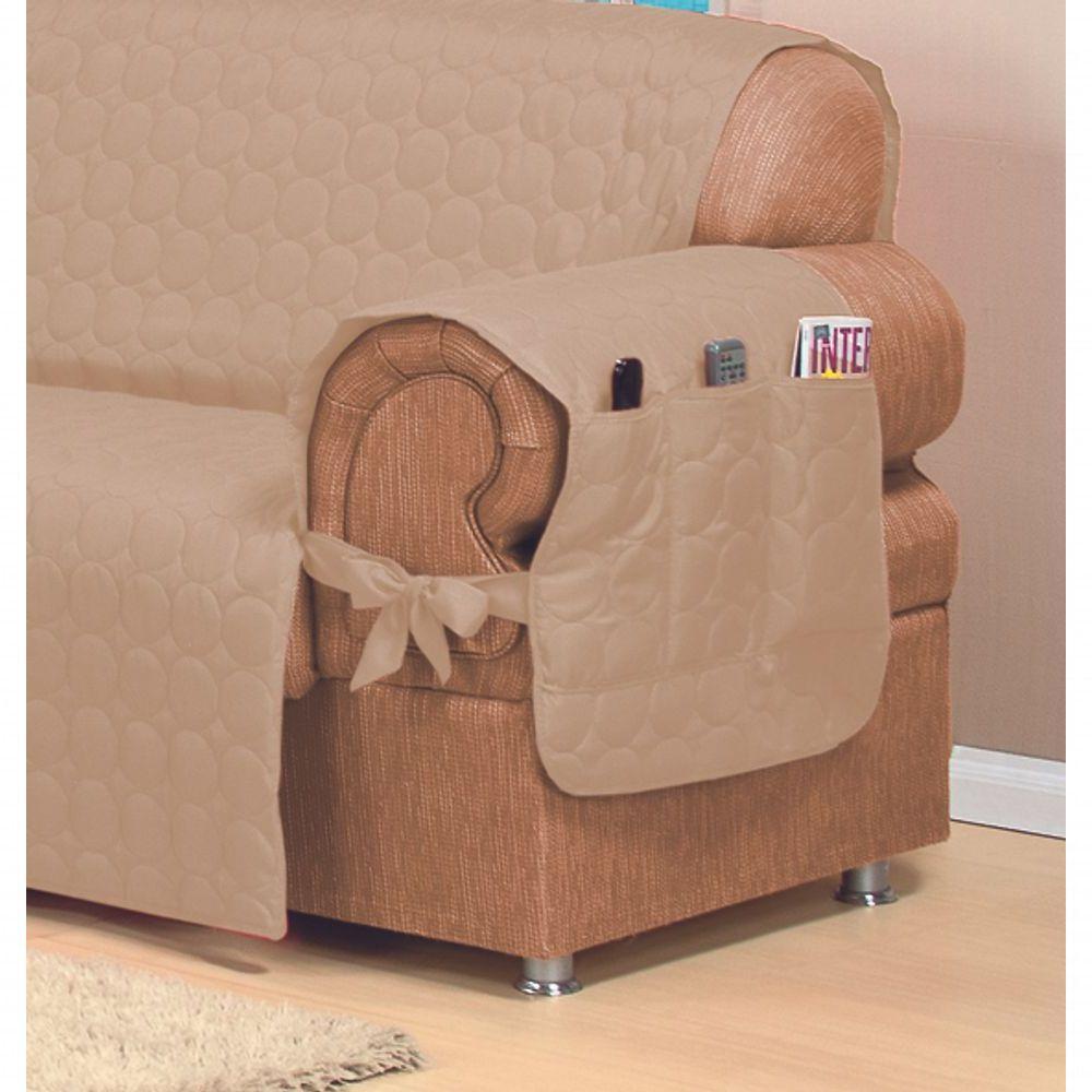 Capa Protetora De Sofa Microfibra 02 E 03 Lugares Avelã - 4