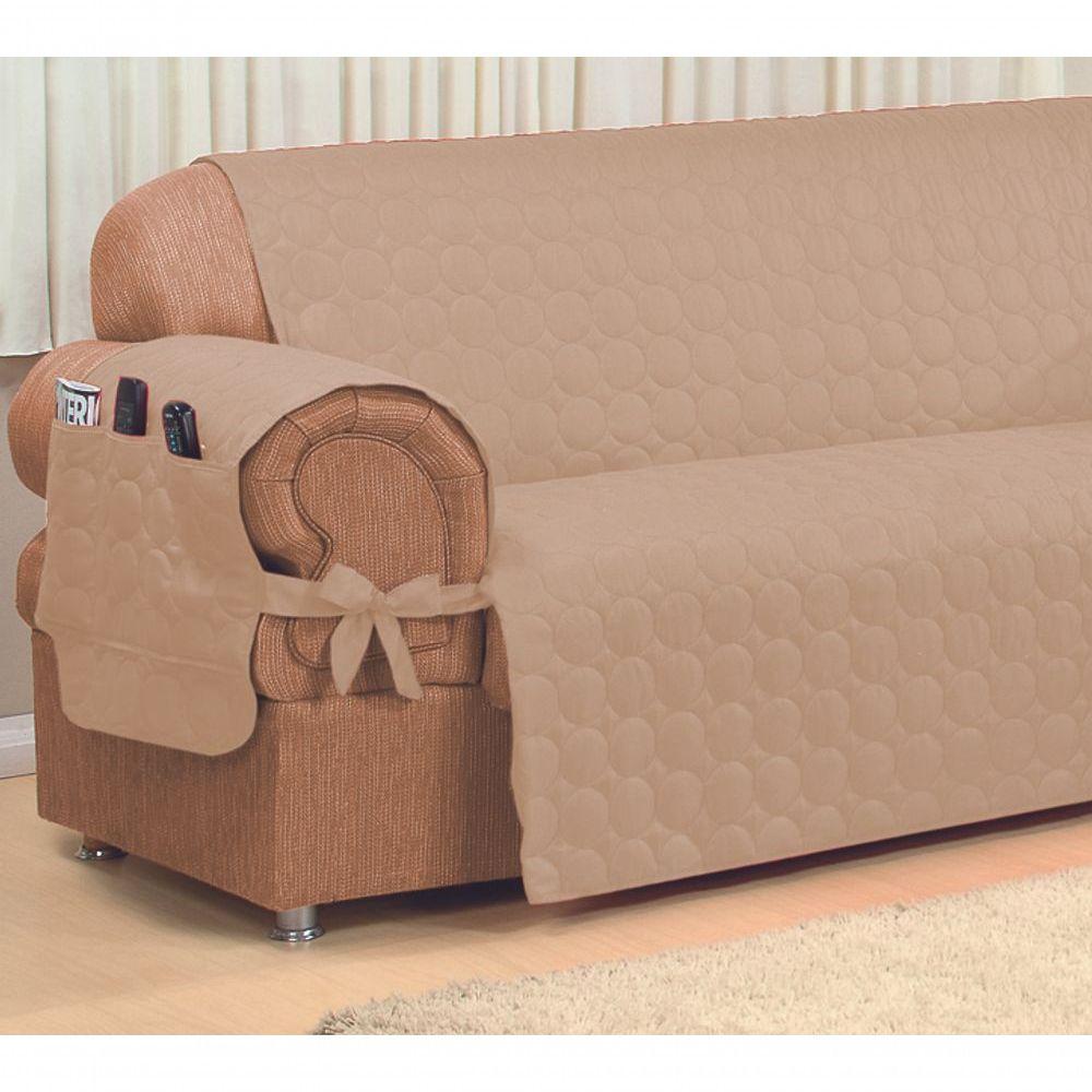 Capa Protetora De Sofa Microfibra 02 E 03 Lugares Avelã - 5
