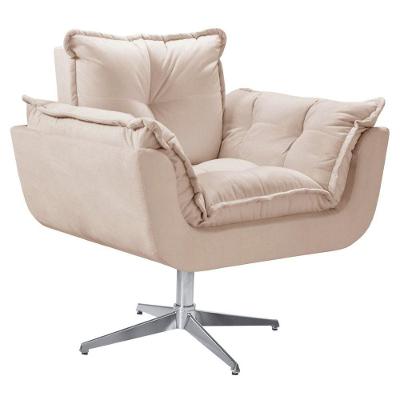Poltrona Opala Giratória Suede Bege Unidecor