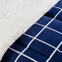 Coberdrom Cobertor Comfort Casal King 01 Peça Tecido Sherpa Manta Flannel Quadriculado - Azul - 2